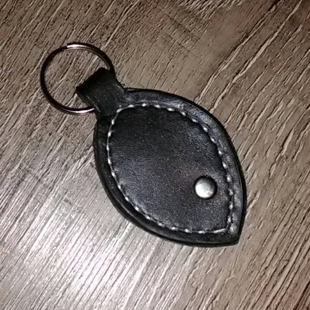 Handmade Black Leather Keychain